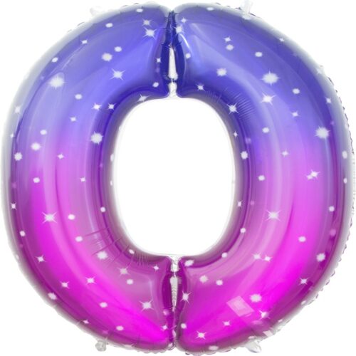 Шар цифра 0 Сияющий космос 102см
