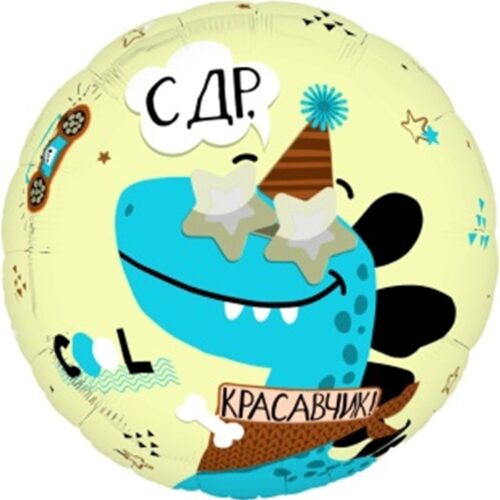 Шар Круг, С ДР, Красавчик, 48см