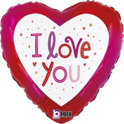 Шар Сердце, LOVE, Красно-белый, 46см