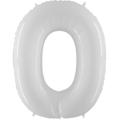 Шар цифра 0 белая 102см